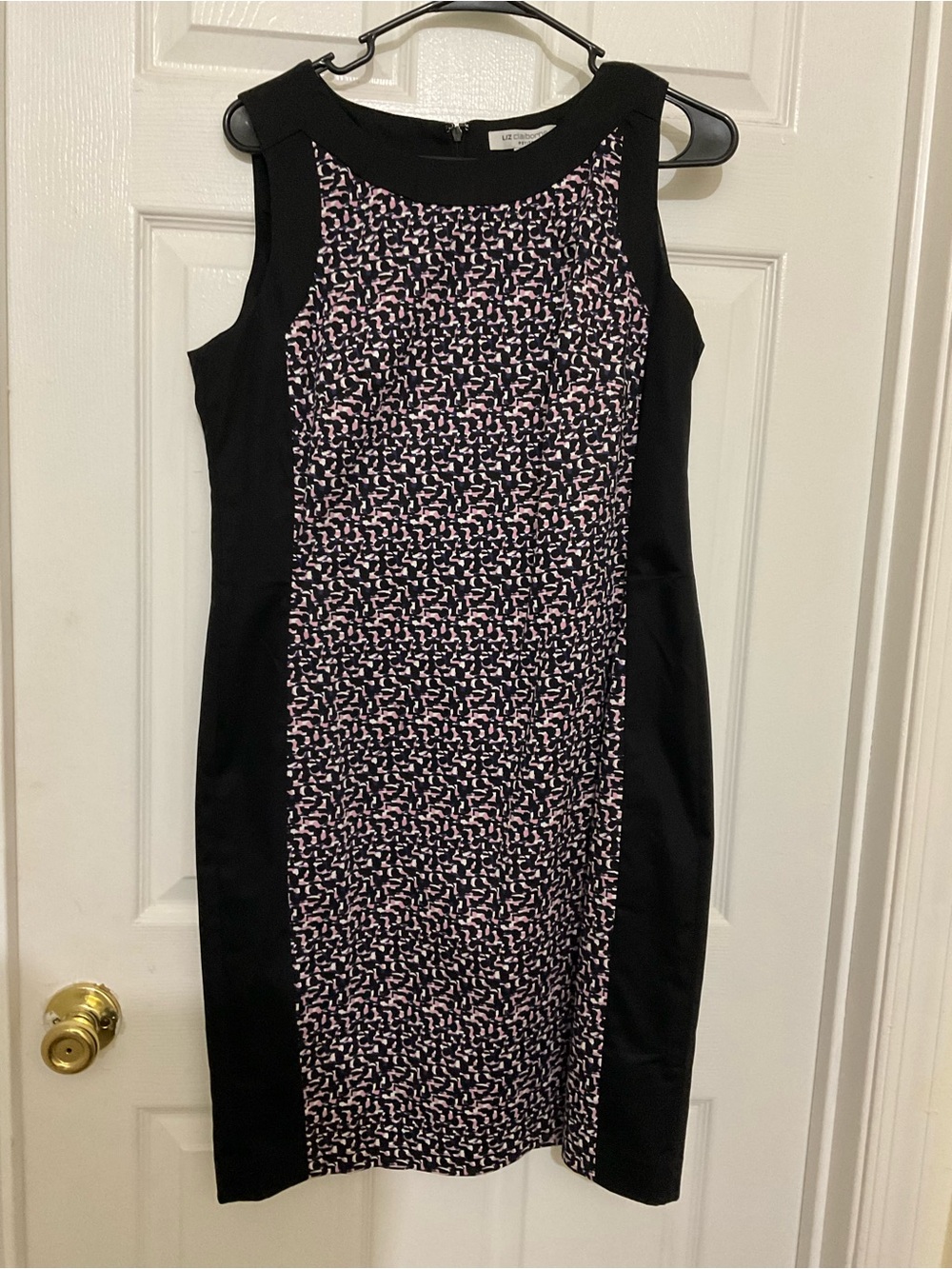 jcpenney Black Midi Dress with Pink Patterned Front Panel